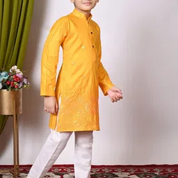 BAESD Boys Embroidered Regular Sequinned Kurta with Pyjamas image 2