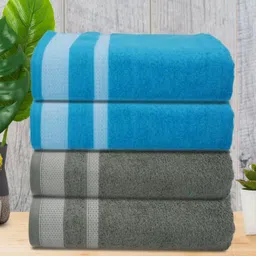 Myntra Elegant Homes Multicoloured 4 Piece Cotton 400 GSM Towel Set-image-18