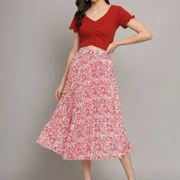 ZWERLON Printed Pleated Midi Skirt image 3