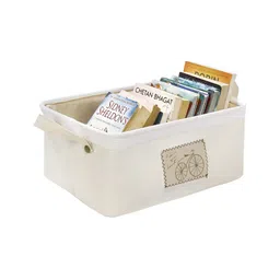 HomeStorie Cream-Coloured 2 Pieces Printed Jute Regular Multi-Utility Organisers image 4