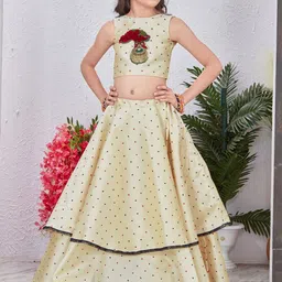 Anneca Girls Embellished Patchwork Ready to Wear Lehenga &-picture-25