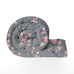 RF RELAXFEEL Grey Floral Printed Microfiber Heavy Winter 210 GSM Double Bed Comforter-image-94