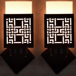 Gojeeva Brown Wood Square Wall Lamps-picture-7