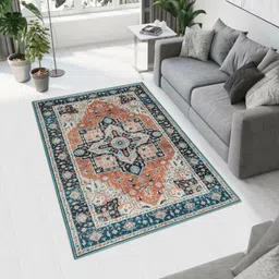 MAA HOME CONCEPT Blue Ethnic Motifs Anti-Skid Woollen Carpet-picture-55