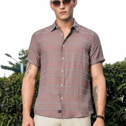 Thomas Scott Men Premium Slim Fit Horizontal Striped Spread Collar Casual Shirt-picture-25