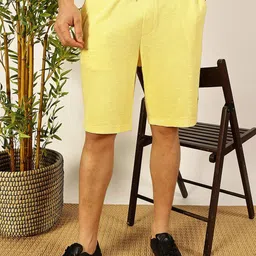 Thomas Scott Men Yellow Mid-Rise Relaxed Fit Knitted Shorts-image-13
