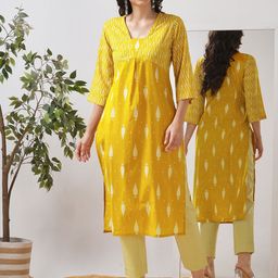 KAMI KUBI Women Geometric Printed Daily Pure Cotton A-Line Kurta-image-98