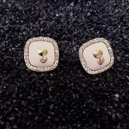 VAGHBHATT Gold-Plated Crystals Studded Square Shaped Studs-52
