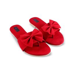 SG STAR Women Slip-On Velvet Open Toe Flats With Bows-image-43