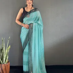 HERE&NOW Tie and Dye Pure Georgette Ready to Wear Saree-image-48