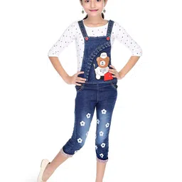BAESD Girls Printed Round Neck Dungaree With T-Shirt-image-12