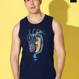 SLOWLORIS Pack Of 2 Typography Printed Combed Cotton Gym Vests-picture-31