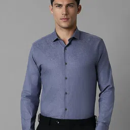 Louis Philippe Sport Men Super Spread Collar Textured Printed Cotton Slim Fit Formal Shirt-image-71