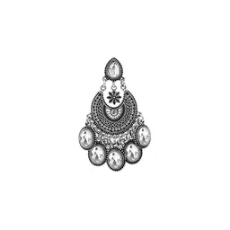 Rubans Silver-Plated American Diamond Stone Studded Oxidized Chandbalis image 4