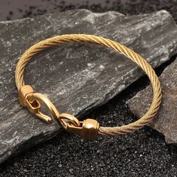 SOHI California Women Gold-Plated The Twisted-Hook Bangle-Style Bracelet-11
