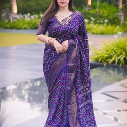 KKalini Bandhani printed Zari Bandhani Saree With Unstitched Blosue Piece-15