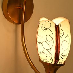 SOMIL White & Black Printed Glass Cylinder Shaped Wall Lamp-5