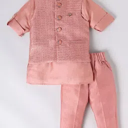 Little Collars Boys Sequins Nehru Jacket Kurta Pajama Set-image-39