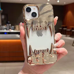 Luxury Kase Shockproof Quirky Metallic Chrome 3D Fangs iPhone 14 Back Case-picture-0