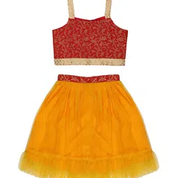 YOUNG BIRDS Girls Woven Design Shoulder Straps Top With Skirt-image-96