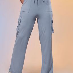 Technosport Women Self Designed Straight Fit Mid-Rise Cargo Track Pant-57