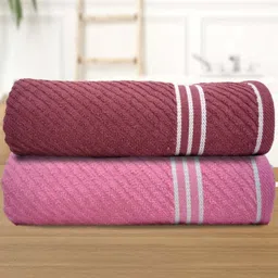 Aura Burgundy & Pink 2 Cotton 400 GSM Bath Towel-image-102