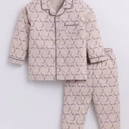 BABY GO Boys Printed Lapel Collar Pure Cotton Shirt with Pyjama-45