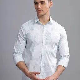 THREE DAYS Comfort Abstract Printed Spread Collar Cotton Shirt-image-60