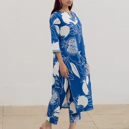 KALINI Floral Printed Regular Kurta with Trouser-2