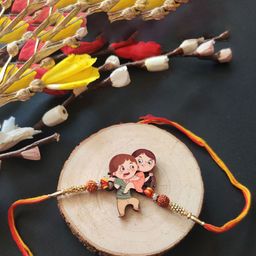 Bhai Please Annoying Brother Wooden Thread Rakhi With Rudarksh Thread-20