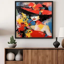 999Store Red & Blue Canvas Woman Portrait Wall Art-11