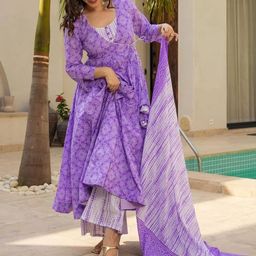 KALINI Women Floral Printed Angrakha Kurta with Palazzos & With Dupatta-image-27