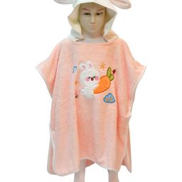The Little Lookers Kids Pink & White 2 Pieces Printed Hooded Cotton 350 GSM Bath Towels-image-62