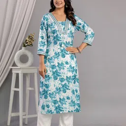 Veshviti Floral Printed V-Neck Straight Kurta-picture-14