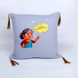 Archies Grey & Yellow Printed Square Shaped Pre-Filled Cushion-picture-16