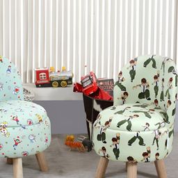 Shadowkart 2-Pcs Green & Blue Printed Wooden Anti-Flip Pouffe Ottomans-8