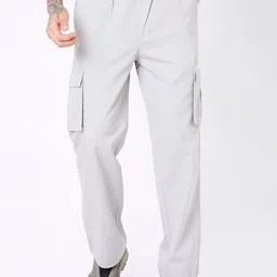 Blnk Men Classic Relaxed Fit Mid-Rise Cotton Cargo Trouser-picture-0