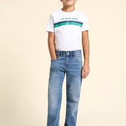 U.S. Polo Assn. Kids Boys Relaxed Fit Mid-Rise Light Fade Stretchable Jeans-33
