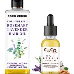 Coco Crush Set Of 2 Rosemary Lavender Hair Oil- 100ml & Ayurvedic Hair Growth Serum- 30ml-0