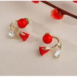 SEAA ENTERPRISES Brass-Plated Stones Studded & Beaded Contemporary Studs-71