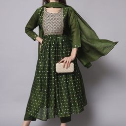 VredeVogel Ethnic Motifs Woven Design Chanderi Silk Kurta With Trousers & Dupatta-picture-22