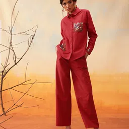 indo street Embroidered Shirt With Trousers-image-81