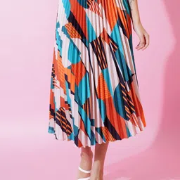 LookShine Printed A-Line Flared Midi Skirts-picture-11