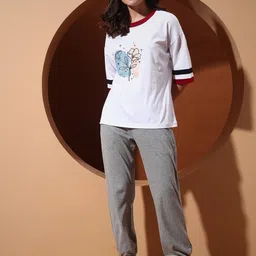 PRRODALITY Printed Super Combed Cotton Round Neck T-Shirt With Trousers Co-Ords Set-image-21