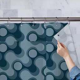 ArtzFolio Blue & Teal Printed Waterproof Shower Curtain-image-73