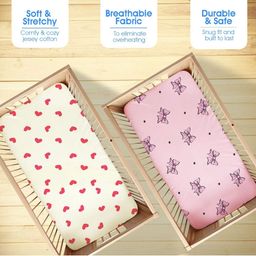 Bodycomfy Pink & Cream-Coloured Cartoon Characters 400 TC 2 Crib Bedsheet with Pillow Covers-image-92
