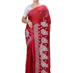 DipDiya Floral Embroidered Taant Saree-56