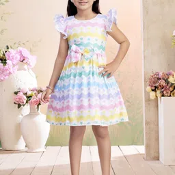 BAESD Girls Printed Flutter Sleeve Fit & Flare Dress-picture-16