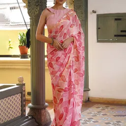 KALINI Floral Printed Saree With Blouse Piece-picture-17