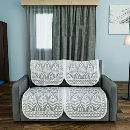 Aura Grey & White Cotton 4 Piece Sofa Cover-25